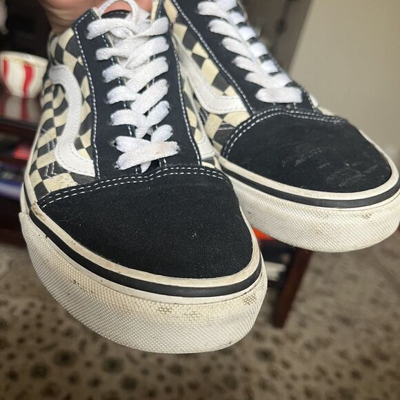 VANS WOMEN'S CLASSIC TENNIS SHOES BLACK WHITE CHECKERS SIZE 7 - Picture 8 of 12